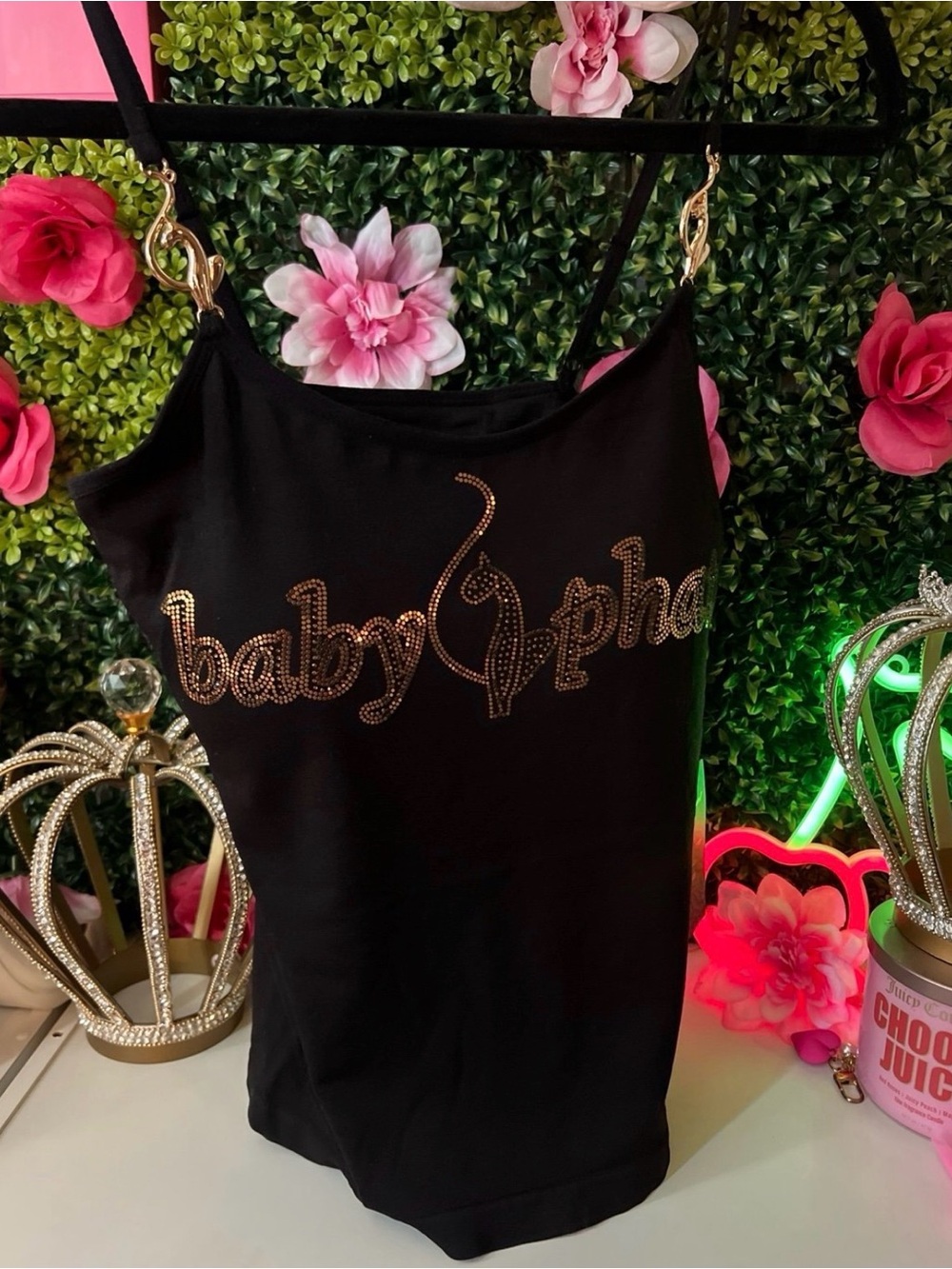 💕 Baby Phat y2k top y2k Spaghetti straps  diamond studded vintage tank